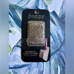 Poppy gold glitter magnetic card holder NWT
